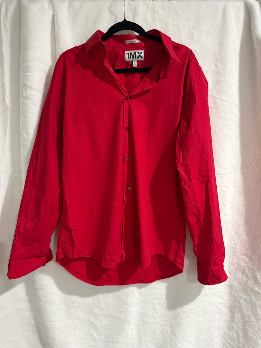 Express Men’s Red Long-Sleeve Dress Shirt